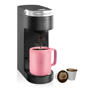 Slim Single Serve Coffee Maker for K Cup Mini Travel One Cup Coffee Machine for Home Desk Kitchen Bedroom Fits Travel Mug