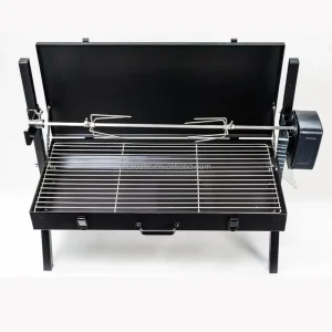 Small Charcoal BBQ Grill Portable Automatic Rotisserie Mini Spit Roaster