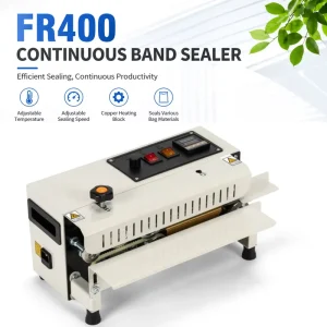 Small Continuous FR 400 with Counter Vacuum Plastic Bag Food Sealer Packaging Sealing Packing Machine