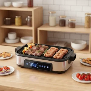 Small Detachable Aluminium Electric Smokeless Grill for Household Kitchen Use