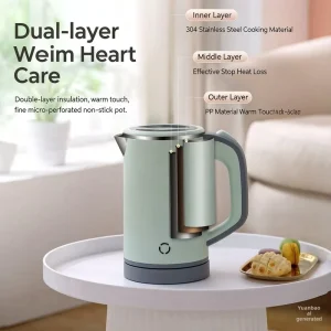 Small Electric Kettle 110V 220V Stainless Steel ABS Overheating Protection Button Control 8-Liter Travel Kettle