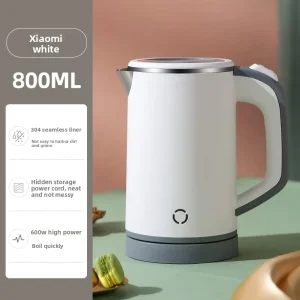 Small Electric Kettle 110V 220V Stainless Steel ABS Overheating Protection Button Control 8-Liter Travel Kettle