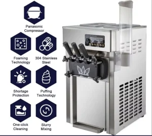 Small Ice Cream Maker Table Top 3 Flavors Mini Soft Ice Cream Machine
