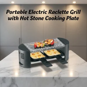 Small Portable Electric Indoor Tabletop Raclette Grill Detachable Plate PTFE Non Stick Pans for 2 Persons Household Use