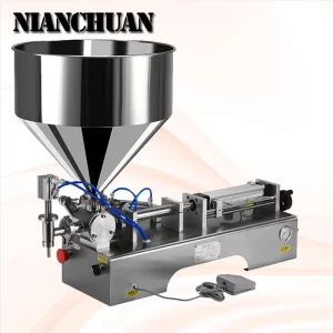 Small Semi Automatic Liquid Filling Machine for Beverages Pure Water Soybean Milk Beer Juice with Pump Wood & Paper Packaging