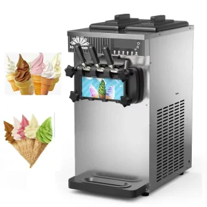 Small Table Top Three Flavor Soft Serve Ice Cream Making Machine Maker Soft Ice Cream Machine