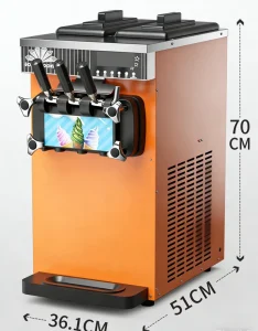 Small Vertical Commercial Ice Cream Machine Stainless Steel Automatic Desktop 3 Flavors Soft Ice Cream Maker Milk Fruit & Corn