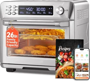 Smart 12 in 1 Air Fryer Toaster Oven Combo Bake Roast Reheat Broiler Dehydrate 75 Recipes 3 Accessories