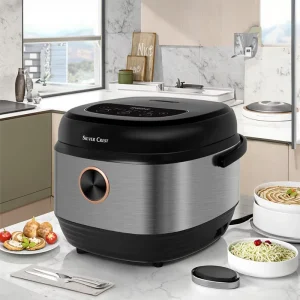 Smart 5L Silver Crest Plastic Automatic Rice Cooker Electric Digital Timer Control Portable Large Capacity Measuring Household