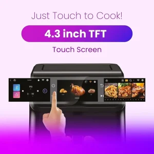 Smart 6.5L Oil-Free Square Modern Air Fryer 4.3″ TFT Touch Screen Digital Electric Oven with Built-In Recipes Household Use