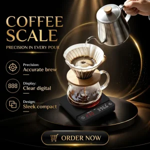 Smart Coffee Scale with Built in Timer 3kg 0.1g High Precision Digital Kitchen Scale Rechargeable Scale for Espresso Brewing