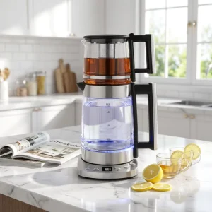 Smart Cordless Stainless Steel Electric Kettle with Temperature Control Double Glass Portable Household Use 1.6-2.0L Capacity