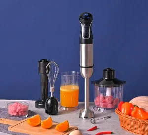 Smart Electric LED Touch Screen 1001-1500W 6-in-1 12-Speed Hand Blender for Home Use Chopping Blending Milk Frother