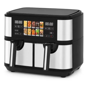 Smart Large Capacity Double Door Air Fryer 10L 2400W Dual Zone Air Fryer Oven with Touch Screen for Family Restaurant Use