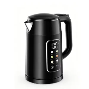 Smart OEM Black Plastic Cordless Electric Kettle Temperature Control 1.7L Capacity Keep Warm Function 220V Household Hotel Use