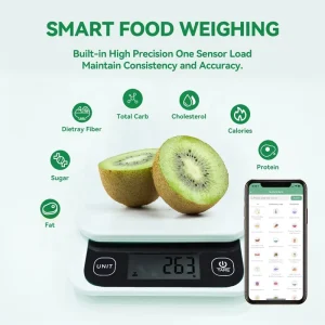 Smart Plastic Battery Powered 0.1g Precision Food Scale with App Connectivity for Kitchen and Household Use