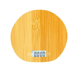 Smart Portable Food Scale Round Bamboo Kitchen Scale for Convenient Measuring
