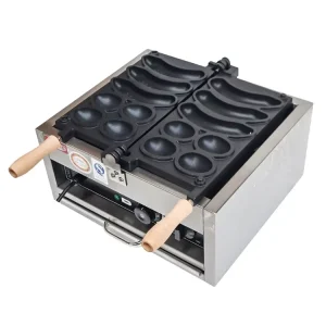 Smiling Egg Waffle Machine Dual Flavor Banana Fry Maker 2000W Electric Heating Non Stick Coating Snacks for Food Stall