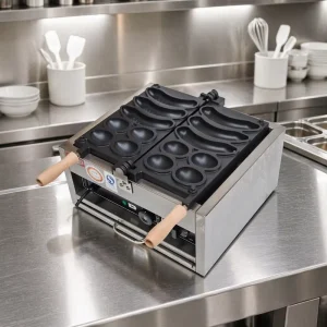 Smiling Egg Waffle Machine Dual Flavor Banana Fry Maker 2000W Electric Heating Non Stick Coating for Commercial Use