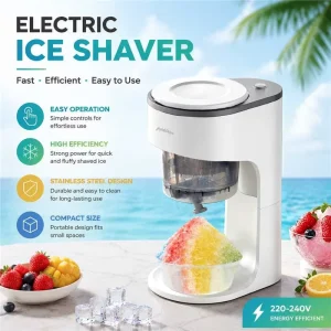 Snow Ice Maker Shaver Machine Low Noise Home Dessert Shop Easy Store Automatic Electric Ice Shaver