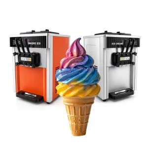 Soft Ice Cream Machine BQC1800 Commercial 3 Flavors Soft Serve Ice Cream Maker Gelato Making Machine