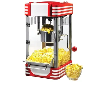 Space Saving Popcorn Machine Compact Stainless Steel Design Ideal For Home Kitchen Countertop