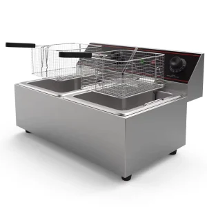 Split Design Electric Ventless Fryer 2 Tank 2 Basket Fryer Propane Wide area Temperature Control Gas Deep Fryer