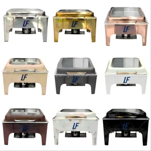 Square Food Warm Buffet Stove Wedding 6L Steam Heating Commercial Stainless Steel Energy Saving Chafing Dishes 50-70C
