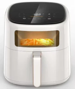 Square Household Air Fryer Oven with Visible Window Customizable Cooking LED Touchscreen 6L Digital Capacity