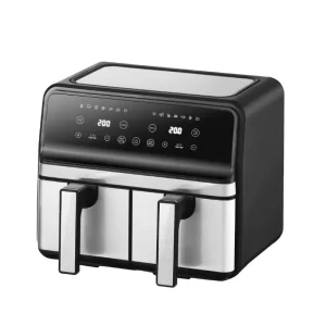 Square Modern Air Fryer Toaster Oven Double Pot Multifunctional Large Capacity Digital Control Eco Friendly Plastic PTFE