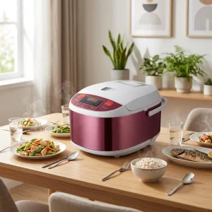 Square Stainless Steel Multi Rice Cooker 4.1-5L Microcomputer Control Digital LED Display Timer Function Non Stick Coating