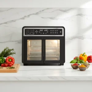 Stainless Steel 12L 15L 24L Smart Air Fryer Oven with Rotisserie Door Toaster Grill for Outdoor Car Use Electric Source