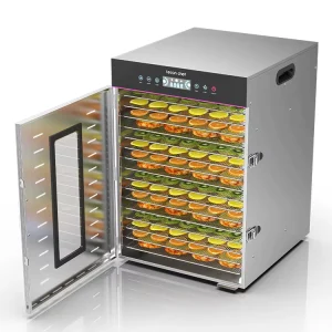 Stainless Steel 16 Tray Electric Heating 1350W Commercial Fruit Drying Machine Food Dehydrator 45-90C