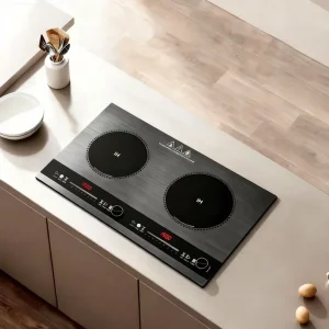 Stainless Steel 2 Burner Induction Cooker with Touch Control Built-In Household Hotpot Function Electric Hob