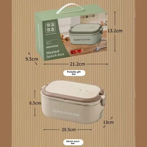 Stainless Steel 304 Electric Heating Rectangle Lunch Box Constant Temperature Leak Proof High Capacity Sustainable Portable