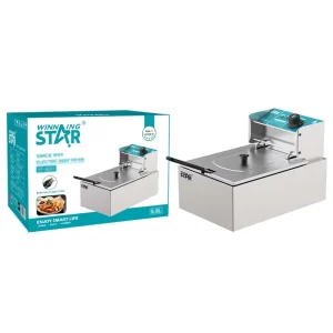 Stainless Steel 6L 1-Tank 1-Basket Electric Deep Fryer with Temperature Limit