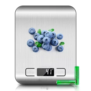 Stainless Steel AAA Battery Powered Portable Digital Electronic Kitchen Scale Waterproof Food LCD Calorie Measuring 5kg Capacity