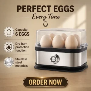 Stainless Steel Automatic Egg Cooker Egg Boilers Double Layer Electric 6 Egg Capacity Auto Shut Off 200W Energy Efficient Class