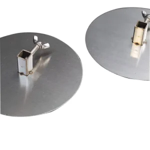 Stainless Steel BBQ Souvlaki Gyros Plate with Square Collar Discs for Skewers and Rotisserie Grilling