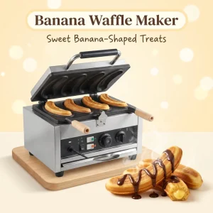 Stainless Steel Banana Shaped Waffle Machine Adjustable 5 Molds Chocolate Custard Filled Waffle Maker Commercial Snack Machine