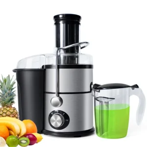 Stainless Steel Body Fruits and Veg Juicer BPA-Free Silver Countertop Electric Centrifugal Juice Extractor
