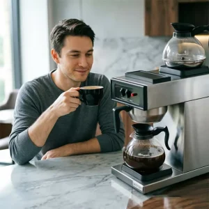 Stainless Steel Boiling Electric Drip Coffee Makers Dry Protection Automatic Hot Drink Making