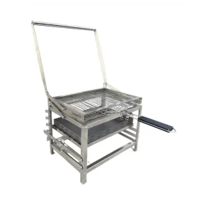 Stainless Steel Charcoal BBQ Grill Adjustable Rotating Rotisserie Smokeless for Restaurant Hotel Catering Outdoor Party Buffet