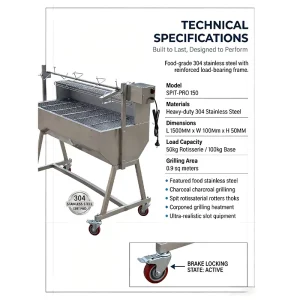 Stainless Steel Commercial Charcoal Rotisserie BBQ Grill for Chicken
