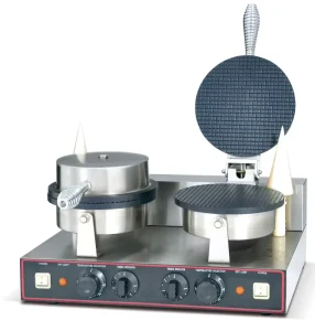 Stainless Steel Commercial Ice Cream Cone Baker Snack Machine Double Head Electric Waffle Cone Maker