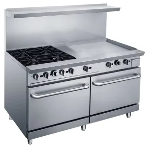 Stainless Steel Commercial Restaurant 4 Burner Gas Cooker with Double Oven and 36inch Griddle Grill