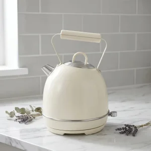 Stainless Steel Cordless Induction Bottom Vintage Dome Electric Kettle with Keep Warm Function 1.8L Capacity Household Use