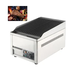 Stainless Steel Counter Top Electric Lava Rock Grill Commercial Heavy Duty BBQ Griddle with Lava Stones