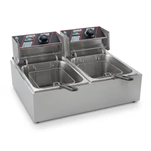 Stainless Steel Deep Fryer Electric Commercial Fryer with Double Large Capacity Detachable Basket for Restaurant Home Kitchen