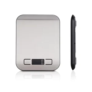 Stainless Steel Digital Kitchen Scale 11 Lbs 5 kg Capacity LCD Display Battery Powered ROHS Certified Measures 15kg 0.1g